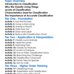Classification Of Living Things Worksheet Activity Booklet