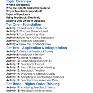 Client And Stakeholder Feedback Worksheet Activity Booklet