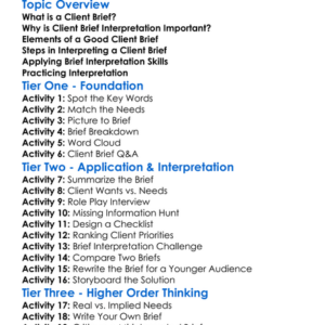 Client Brief Interpretation Worksheet Activity Booklet