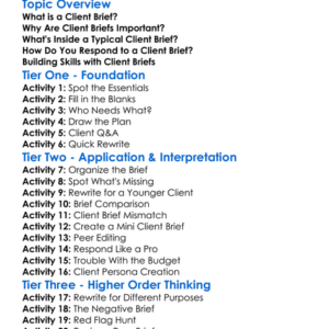 Client Briefs Worksheet Activity Booklet