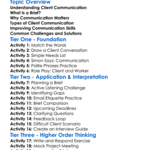 Client Communication And Briefs Worksheet Activity Booklet
