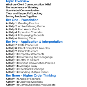 Client Communication Skills Worksheet Activity Booklet