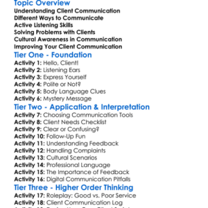 Client Communication Worksheet Activity Booklet