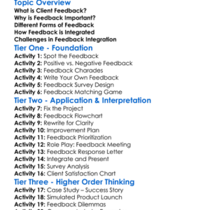 Client Feedback Integration Worksheet Activity Booklet