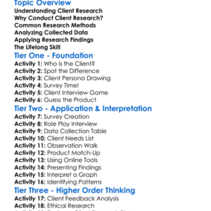 Client Research Techniques Worksheet Activity Booklet