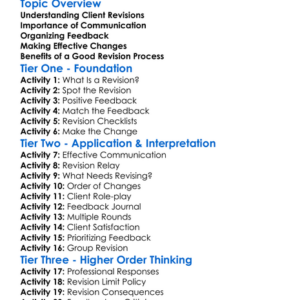 Client Revisions Process Worksheet Activity Booklet