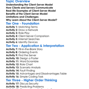 Client-Server Model Worksheet Activity Booklet
