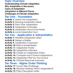 Climate Adaptation Worksheet Activity Booklet
