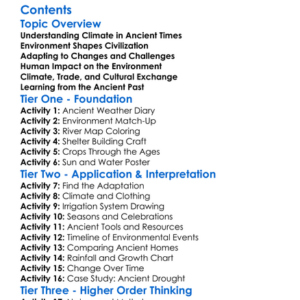 Climate And Environment In Ancient History Worksheet Activity Booklet