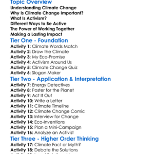 Climate Change Activism Worksheet Activity Booklet