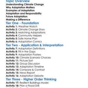 Climate Change Adaptation Worksheet Activity Booklet
