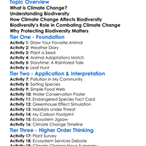 Climate Change And Biodiversity Worksheet Activity Booklet