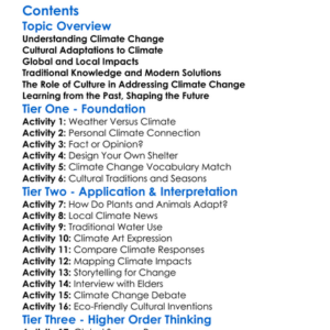 Climate Change And Cultural Response Worksheet Activity Booklet