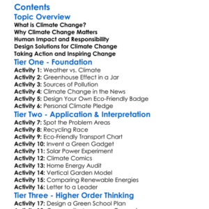 Climate Change And Design Solutions Worksheet Activity Booklet