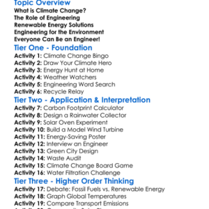 Climate Change And Engineering Worksheet Activity Booklet