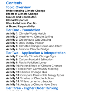 Climate Change And Global Responses Worksheet Activity Booklet