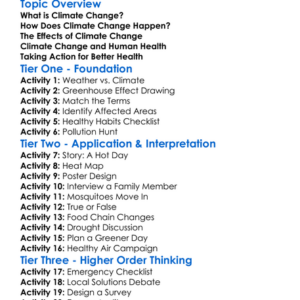 Climate Change And Health Worksheet Activity Booklet