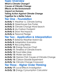 Climate Change And Humans Worksheet Activity Booklet