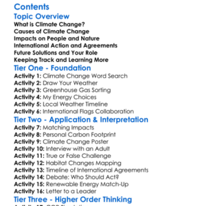 Climate Change And International Response Worksheet Activity Booklet