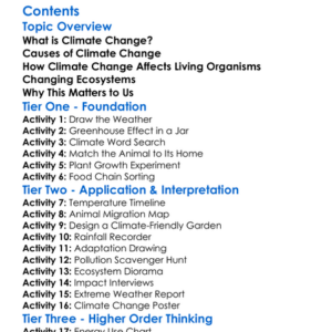 Climate Change And Its Effects On Living Organisms Worksheet Activity Booklet