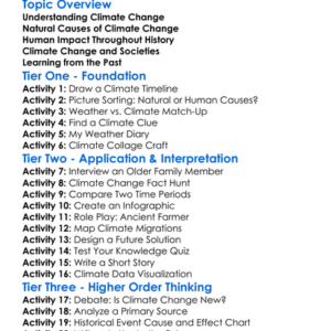 Climate Change As A Historical Issue Worksheet Activity Booklet
