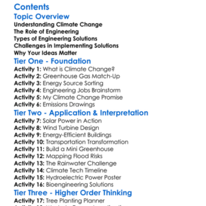 Climate Change Engineering Solutions Worksheet Activity Booklet