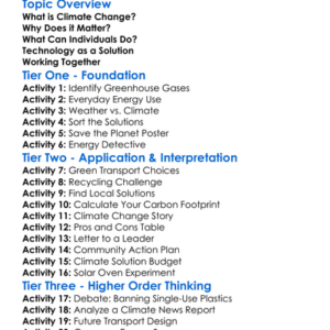 Climate Change Solutions Worksheet Activity Booklet