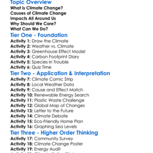 Climate Change Worksheet Activity Booklet