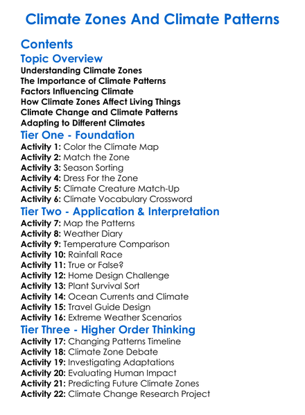 Climate Zones And Climate Patterns Worksheet Activity Booklet