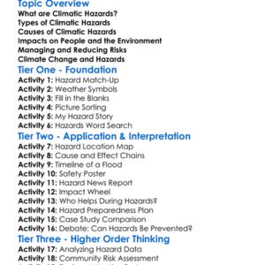 Climatic Hazards Worksheet Activity Booklet