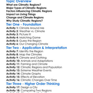 Climatic Regions Worksheet Activity Booklet