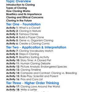 Cloning And Bioethics Worksheet Activity Booklet