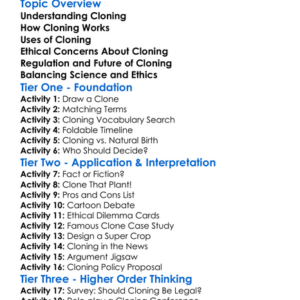 Cloning And Ethical Concerns Worksheet Activity Booklet