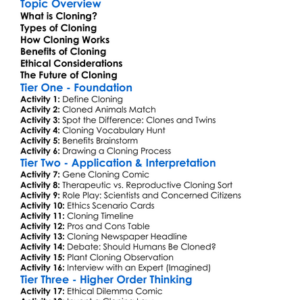 Cloning And Ethical Considerations Worksheet Activity Booklet