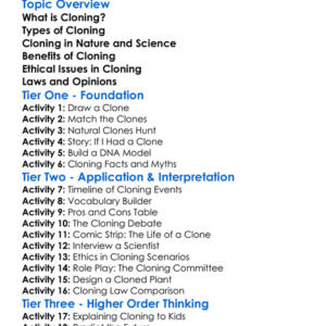 Cloning And Ethical Issues Worksheet Activity Booklet