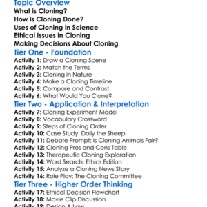 Cloning And Its Ethical Implications Worksheet Activity Booklet