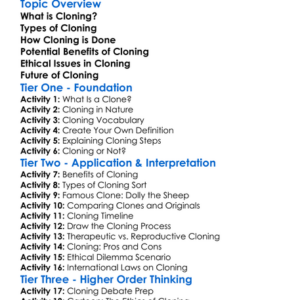Cloning And Its Ethical Issues Worksheet Activity Booklet