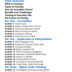 Cloning Techniques Worksheet Activity Booklet