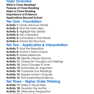 Close Reading Strategies Worksheet Activity Booklet