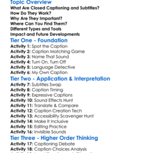 Closed Captioning And Subtitles Worksheet Activity Booklet