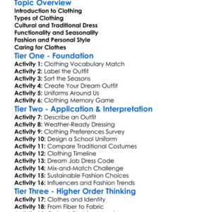 Clothing And Dress Worksheet Activity Booklet