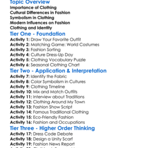 Clothing And Fashion Across Cultures Worksheet Activity Booklet