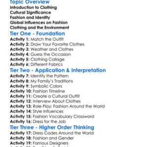 Clothing And Fashion In Cultures Worksheet Activity Booklet