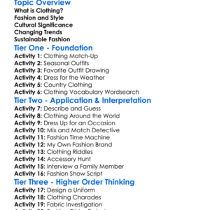 Clothing And Fashion Worksheet Activity Booklet