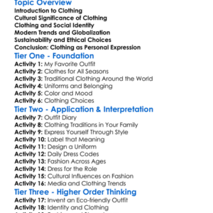 Clothing And Identity Worksheet Activity Booklet