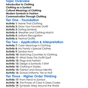 Clothing And Symbols Worksheet Activity Booklet