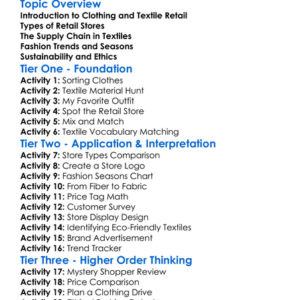 Clothing And Textile Retail Worksheet Activity Booklet