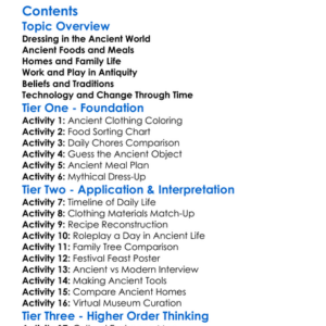 Clothing Food And Daily Life In Antiquity Worksheet Activity Booklet