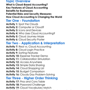 Cloud-Based Accounting Worksheet Activity Booklet
