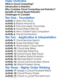 Cloud Computing For Robotics Worksheet Activity Booklet